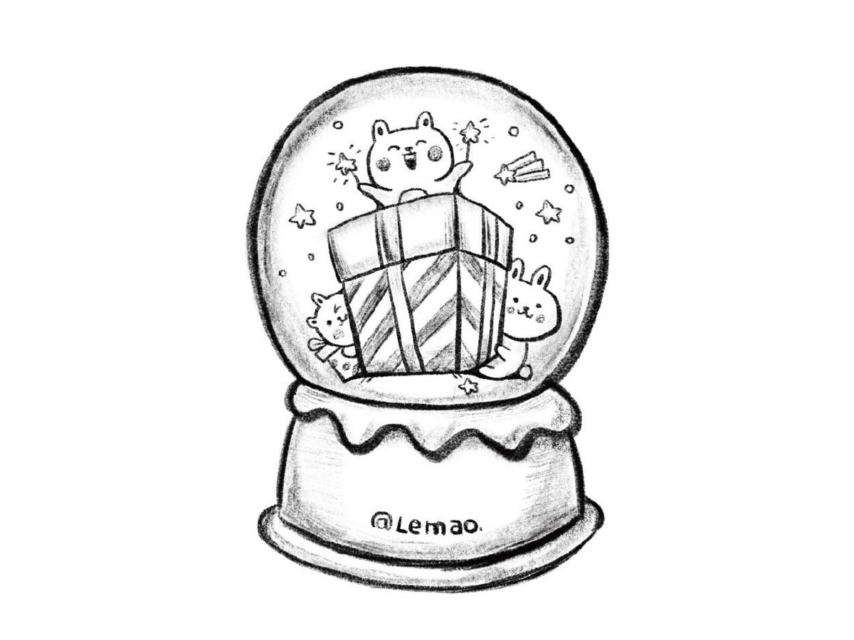 一组暖暖的圣诞水晶球简笔画图片-图8