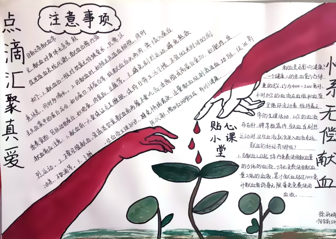 无偿献血日手抄报作品欣赏-图1