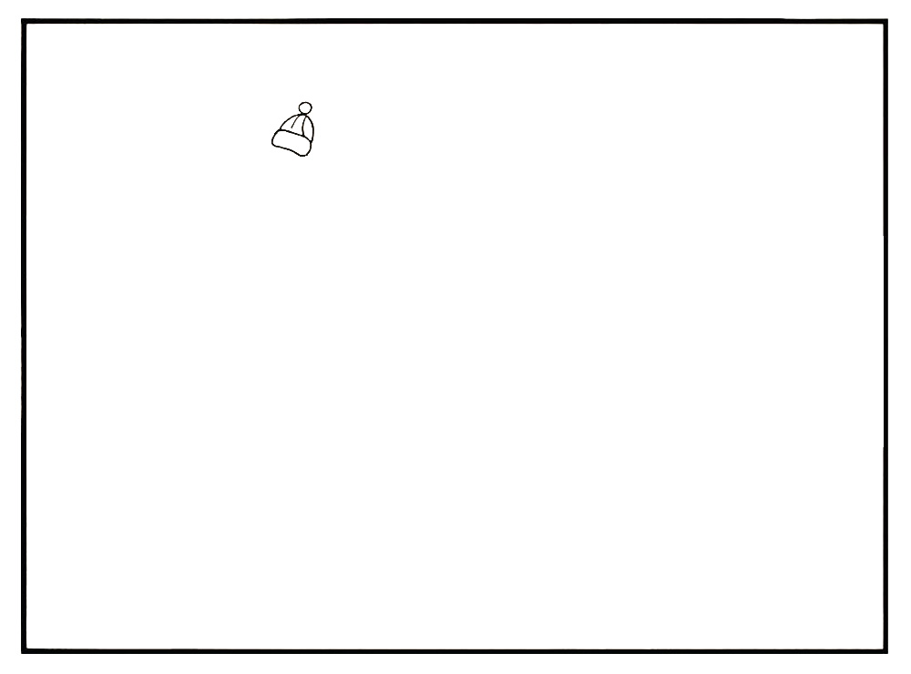 步骤1：首先画出一顶小帽子.注意帽子的画法。