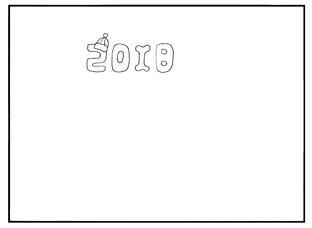 步骤2：在帽子的底部写上2018的字样。