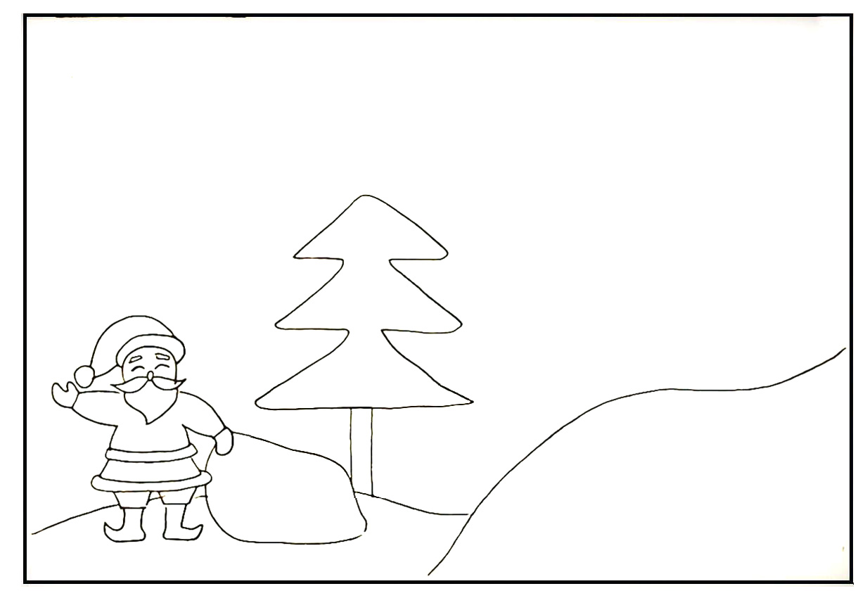 步骤9：在下方位置上画上长长的树干部分。