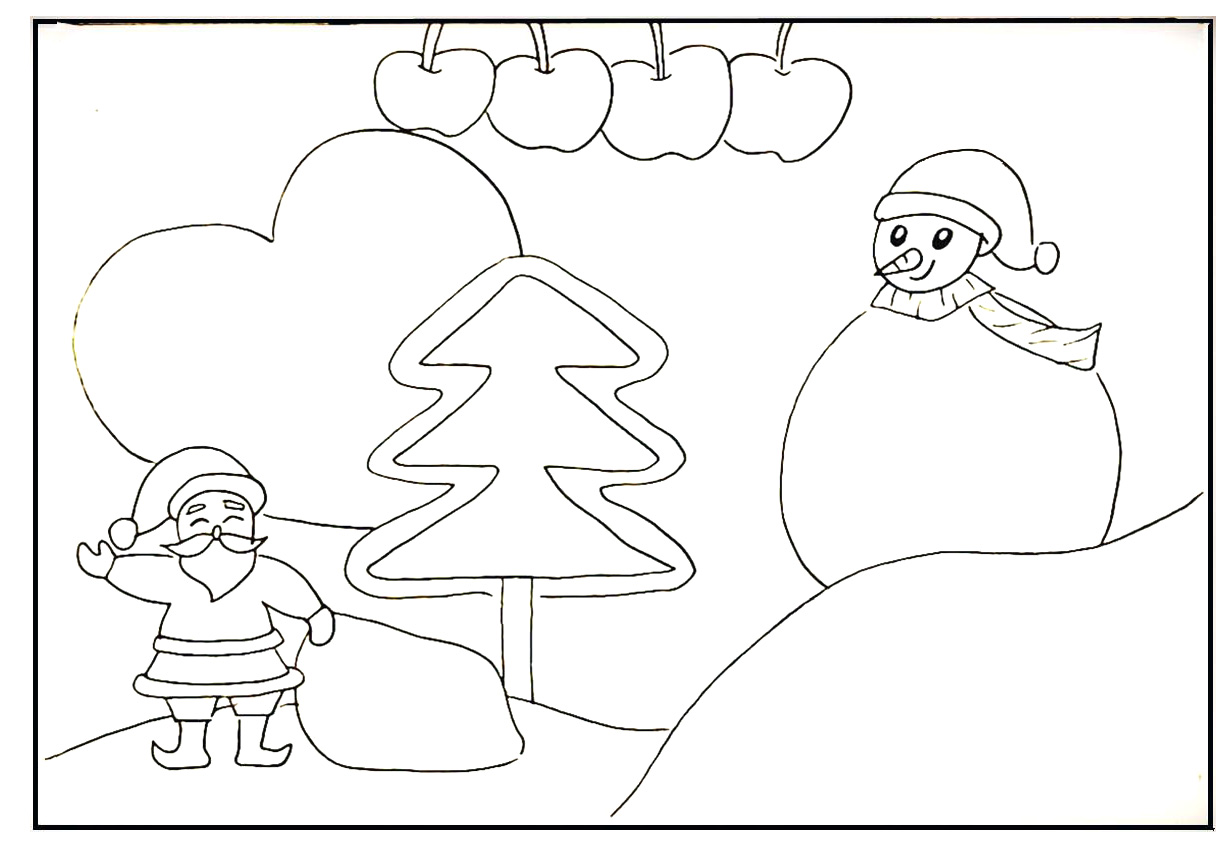 步骤15：再画上雪人胖胖的身体。