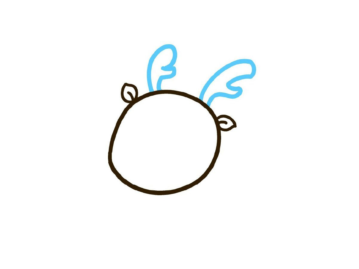 步骤3：画上可爱的鹿角。