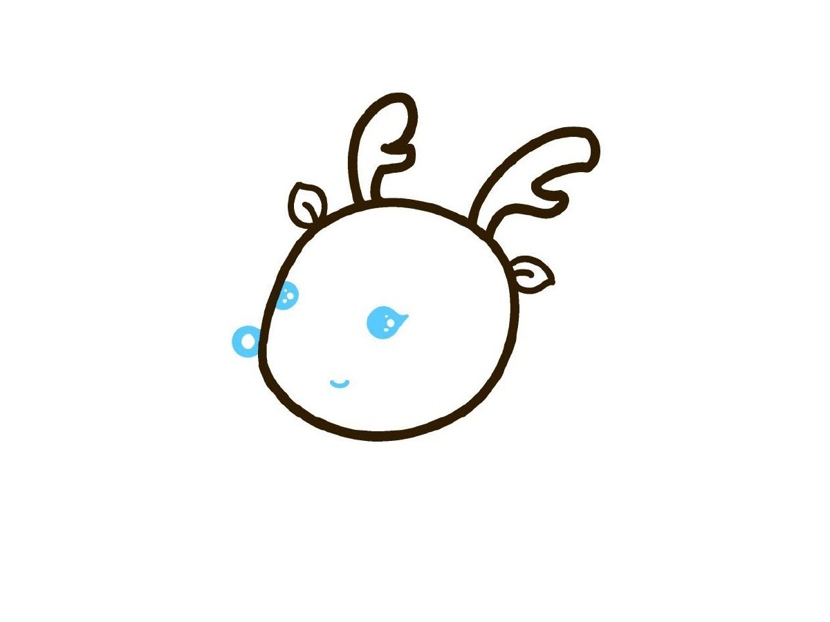 步骤4：给小鹿画五官。