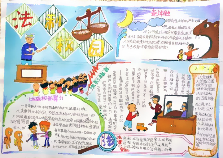 法制手抄报-我心中的法治校园-图2