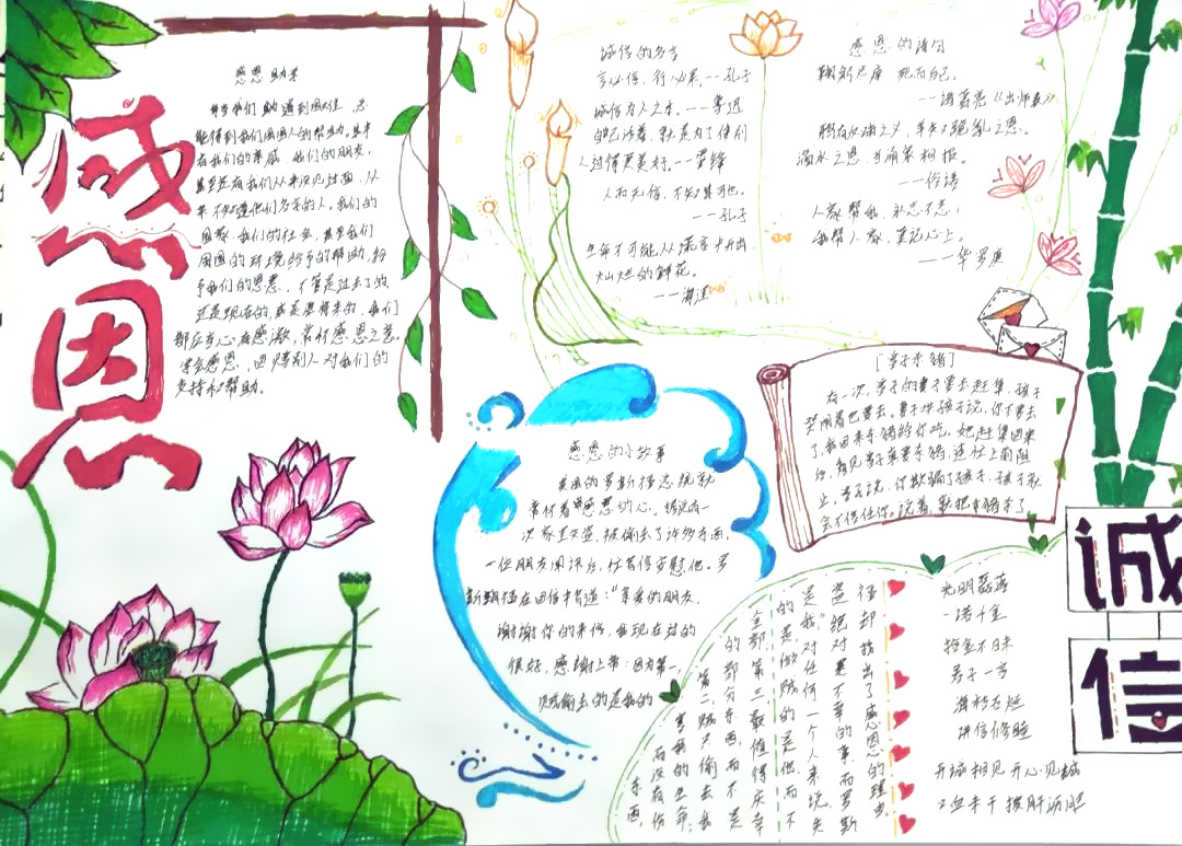 “恪守诚信，感恩助学”手抄报-图3