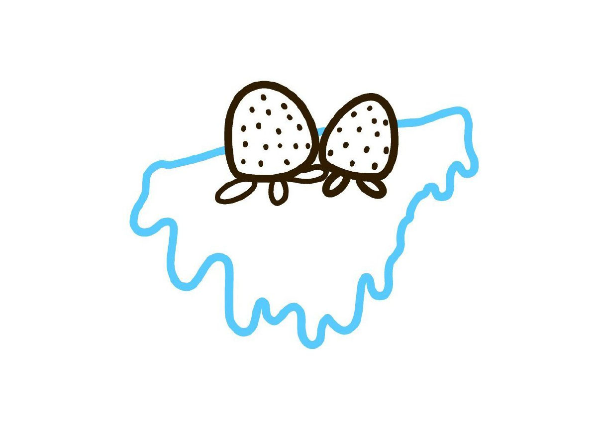 步骤3：画出奶油滴下来的样子。