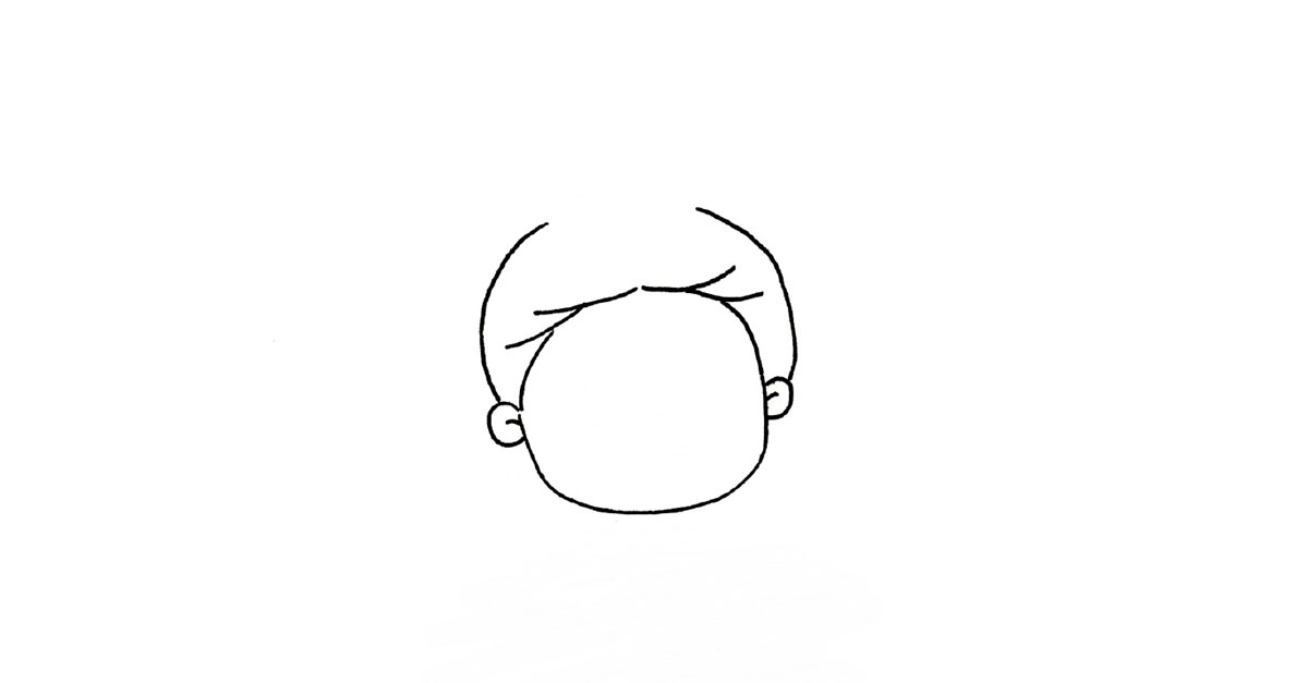 步骤1：先画出头部轮廓。