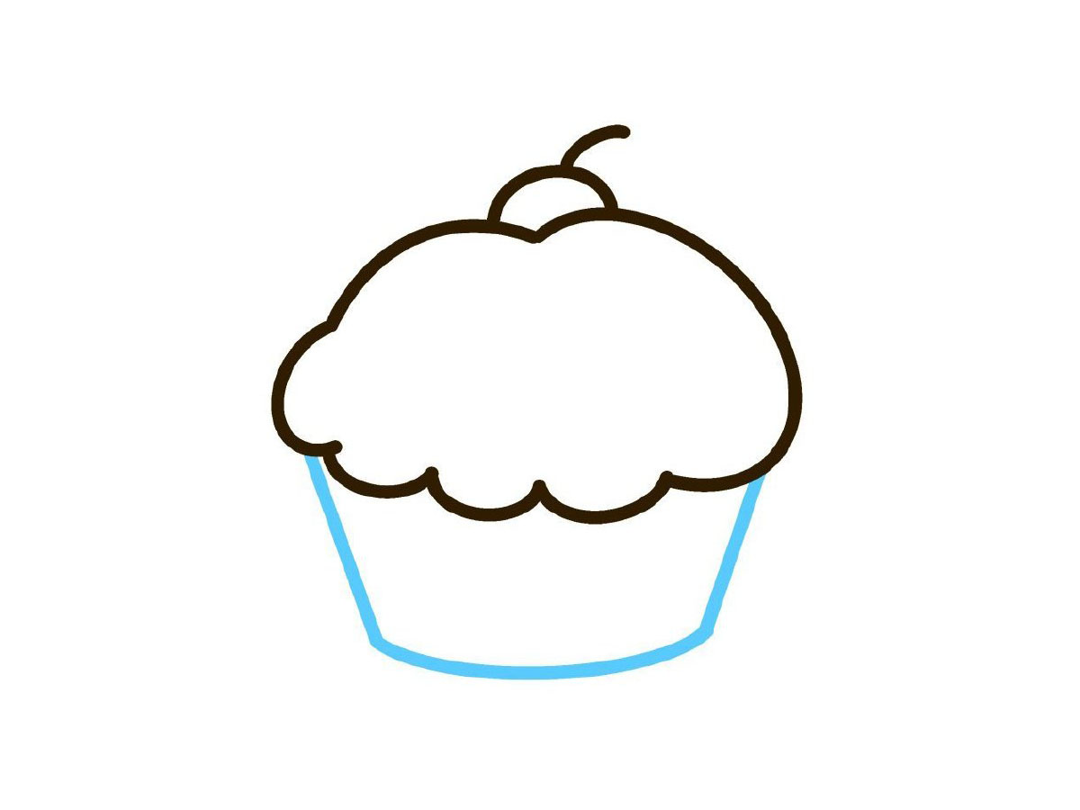 步骤4：画纸杯的外轮廓。