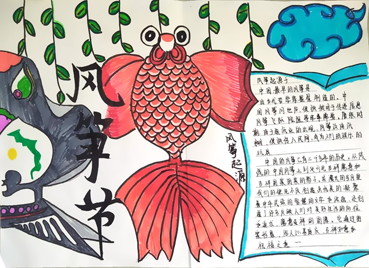 春天风筝节手抄报图片-图1