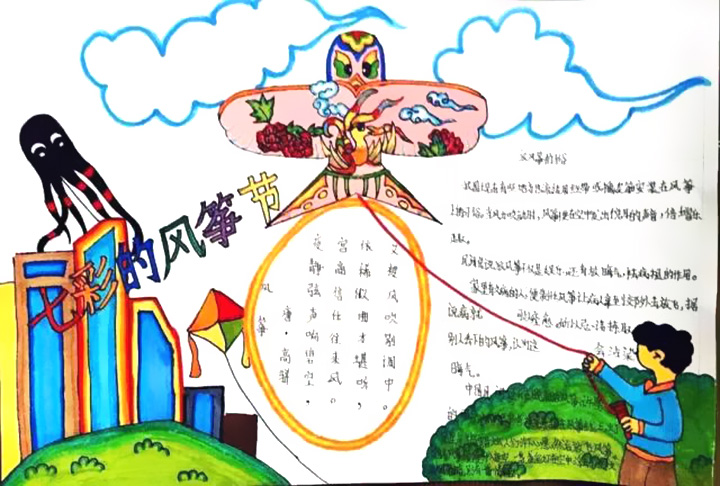 春天风筝节手抄报图片-图8