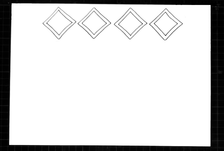 步骤1：首先在上方画出四个菱形的手抄报标题框。