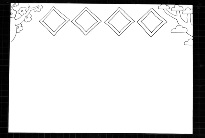 步骤2：左右两边画出植物作为装饰。