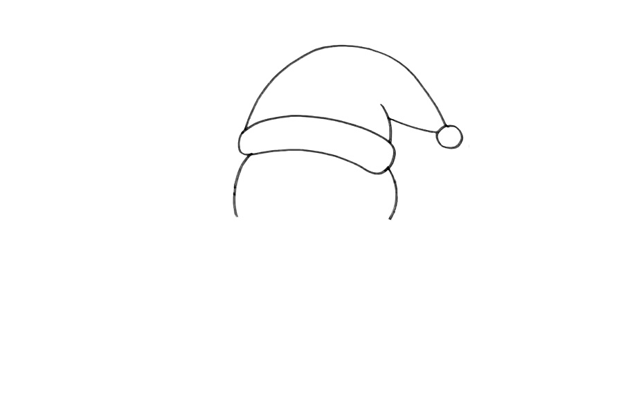 步骤2：接着画雪人的脸部轮廓。