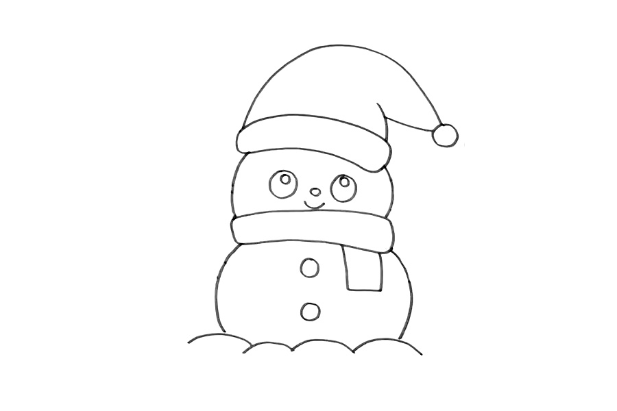 步骤6：在它的身体上画出纽扣。