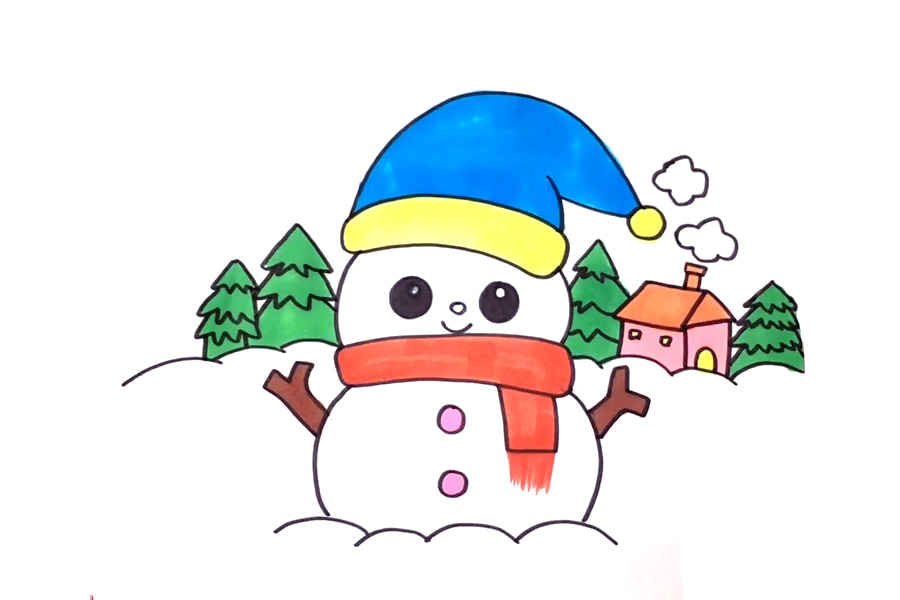 冬天雪人简笔画怎么画