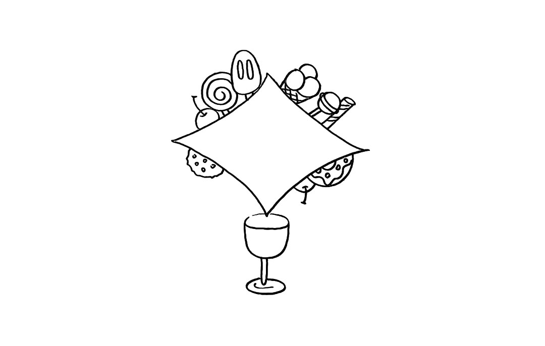 步骤7：以及在下方也画满甜品。