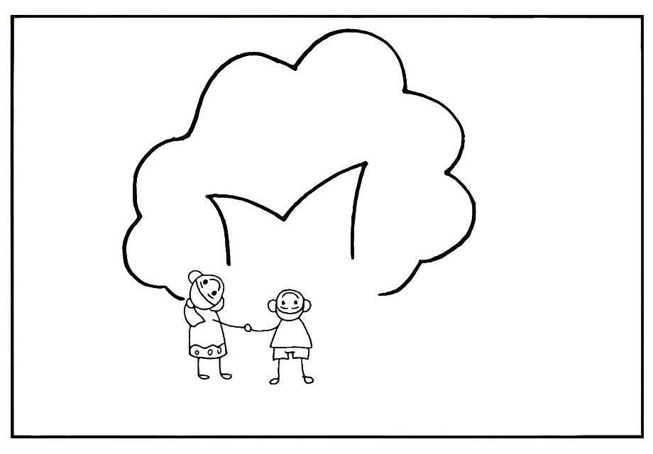 步骤4：再画上她的小伙伴.她们是仰着头的。