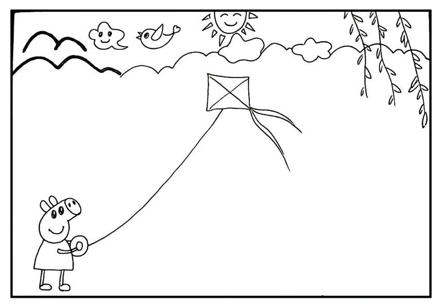 步骤9：它正在开心的放着风筝。