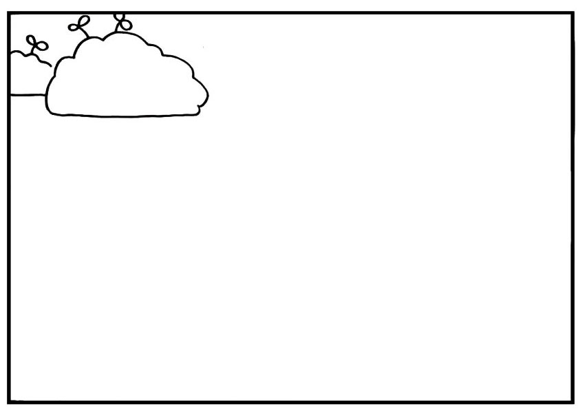 步骤2：在云朵的上面画几个嫩芽。