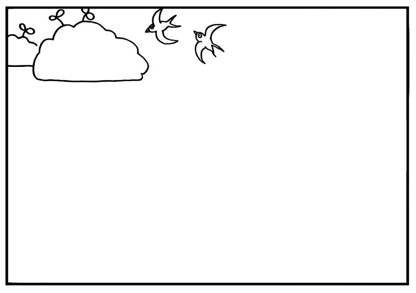 步骤3：接着在旁边画出两只飞翔的燕子。