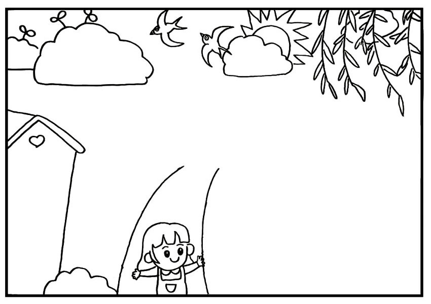 步骤8：在马路上画出一个招手的小女孩。