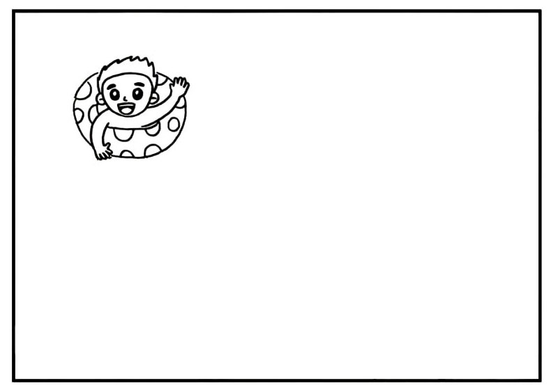 步骤5：在游泳圈的上面画出自己喜欢的花纹。