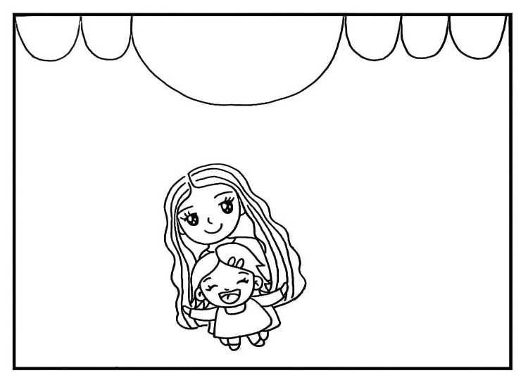 步骤7：在图画的上方画一排大小不一的半圆。