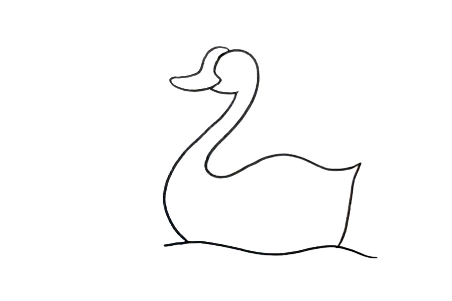 步骤4：曲线画出弯弯的水波。