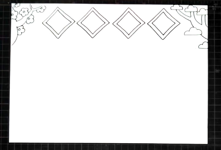 步骤2：左右两边画出植物作为装饰。