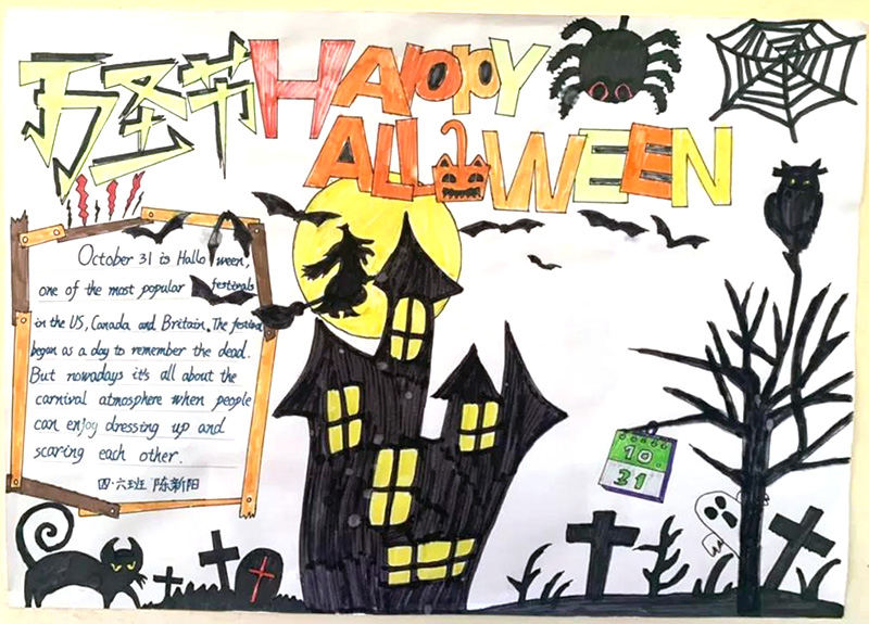 万圣节英语手抄报怎么画-图3