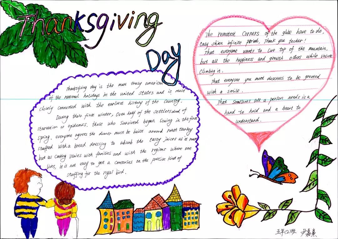 关于简单感恩节的英语手抄报-图1