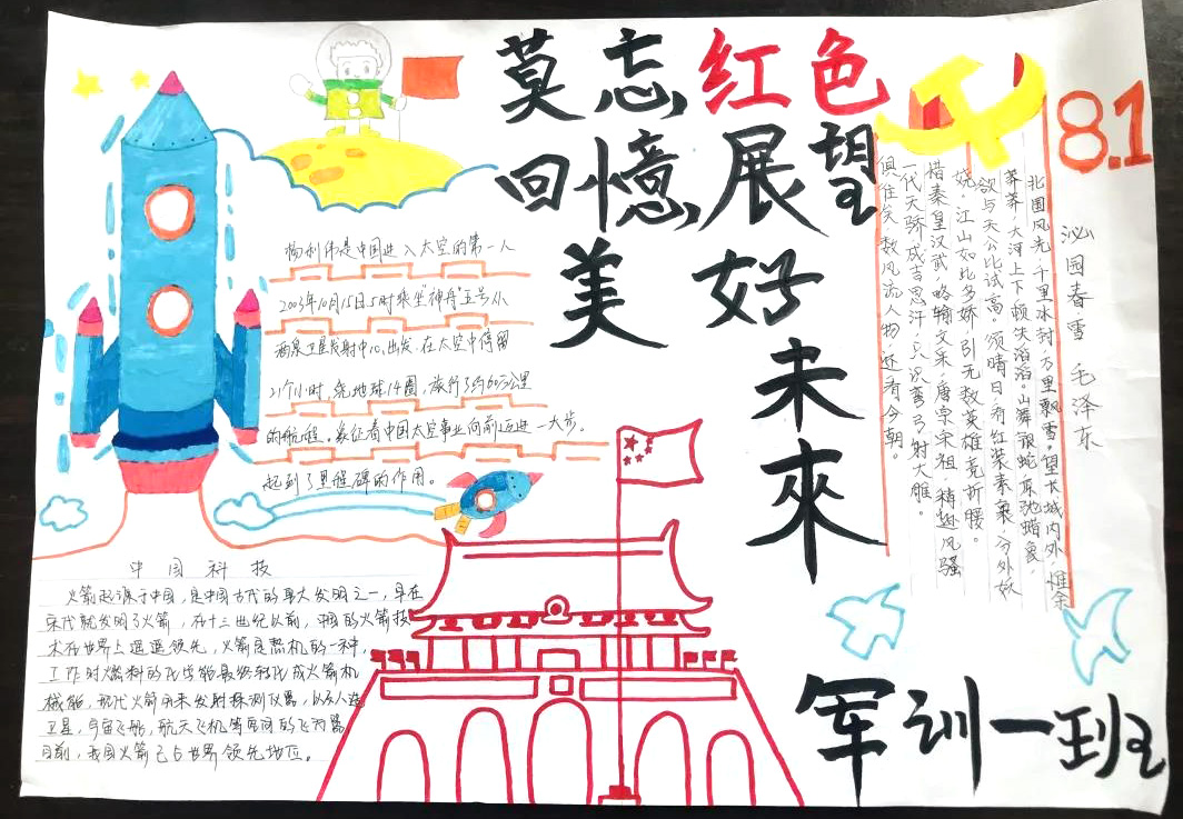 衷心向党，八一建军节手抄报-图4