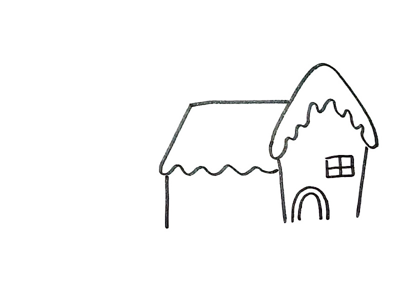 步骤2：然后画出旁边的另一个房间轮廓。