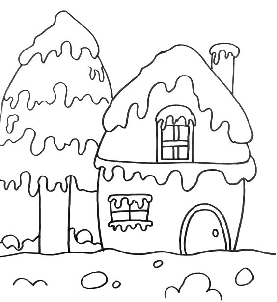 步骤6：雪地上画出一些雪团。