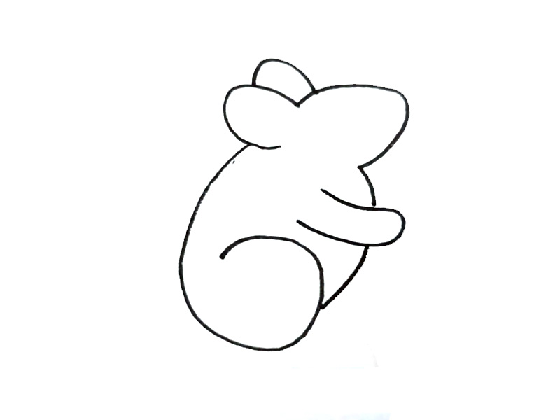 步骤3：画出老鼠的胳膊和肚子线条。