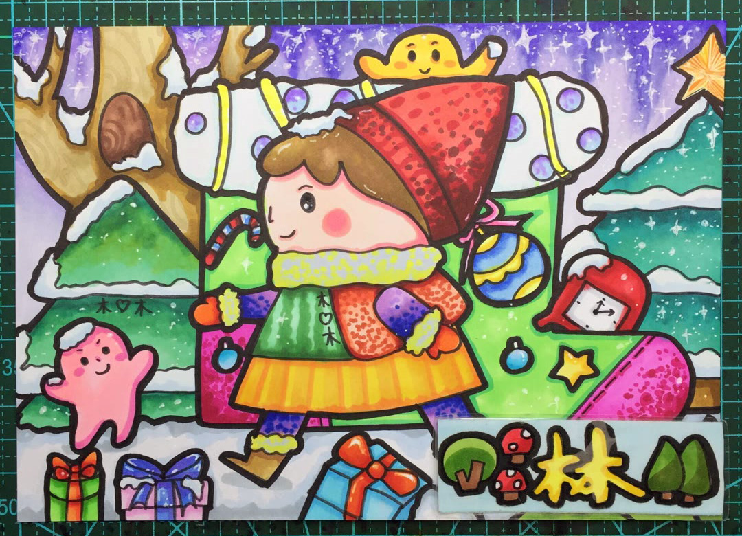 圣诞节主题简笔画带颜色-图2