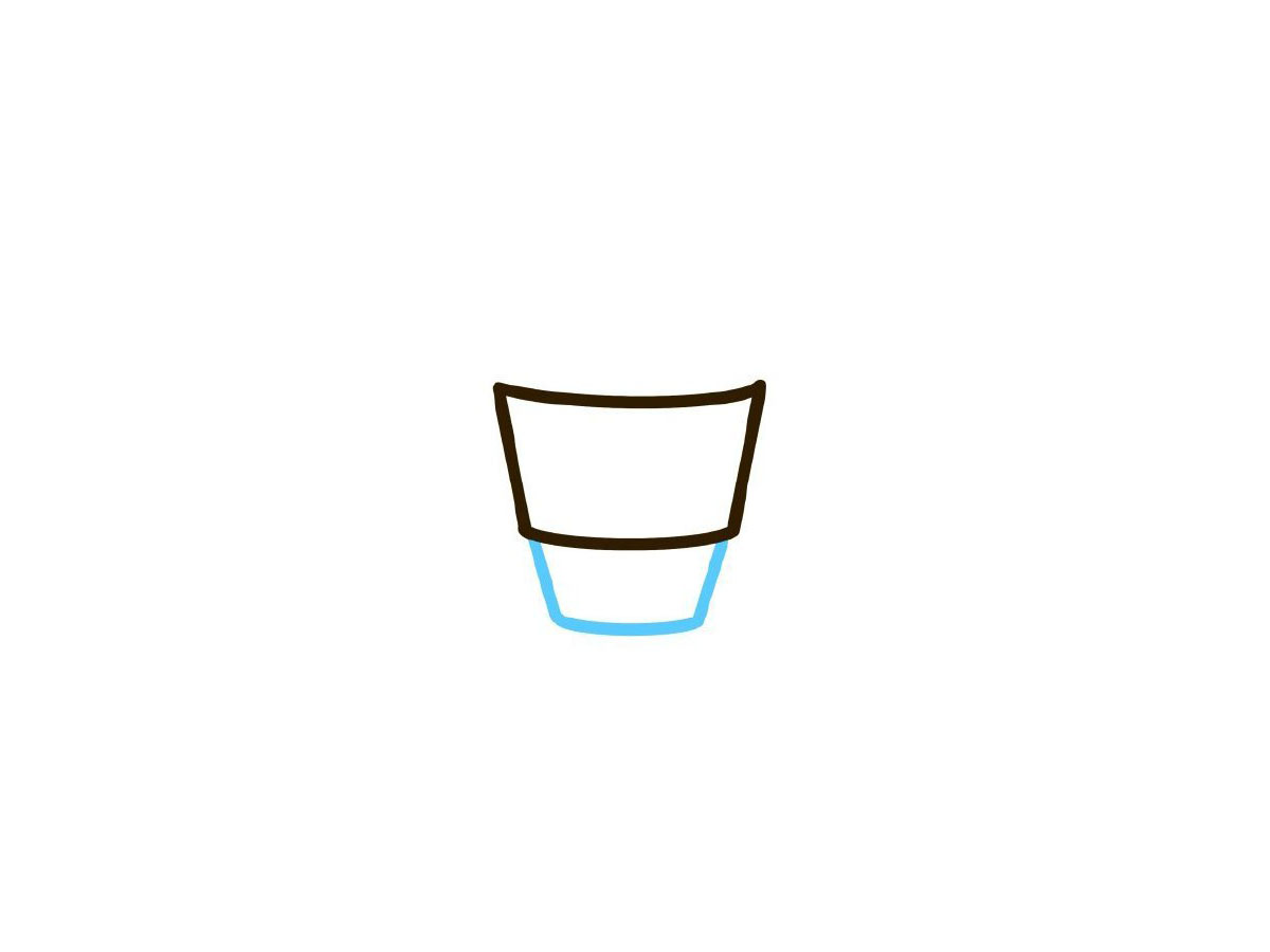 步骤3：画甜筒的下半部分。