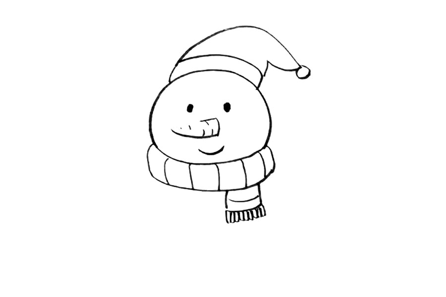 步骤5：画上雪人的五官。