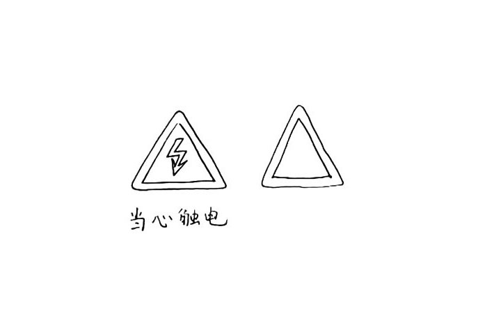 步骤4：同样的画法在右边再画出一个安全标志牌。