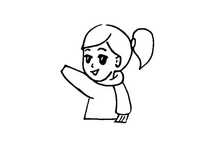 步骤9：再画出小女孩剩下的衣服角。