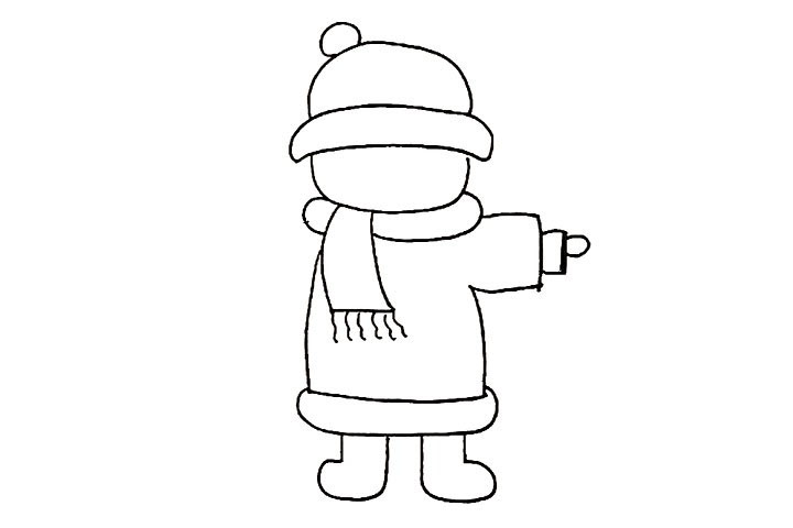 步骤8：画出小男孩右侧的小手。