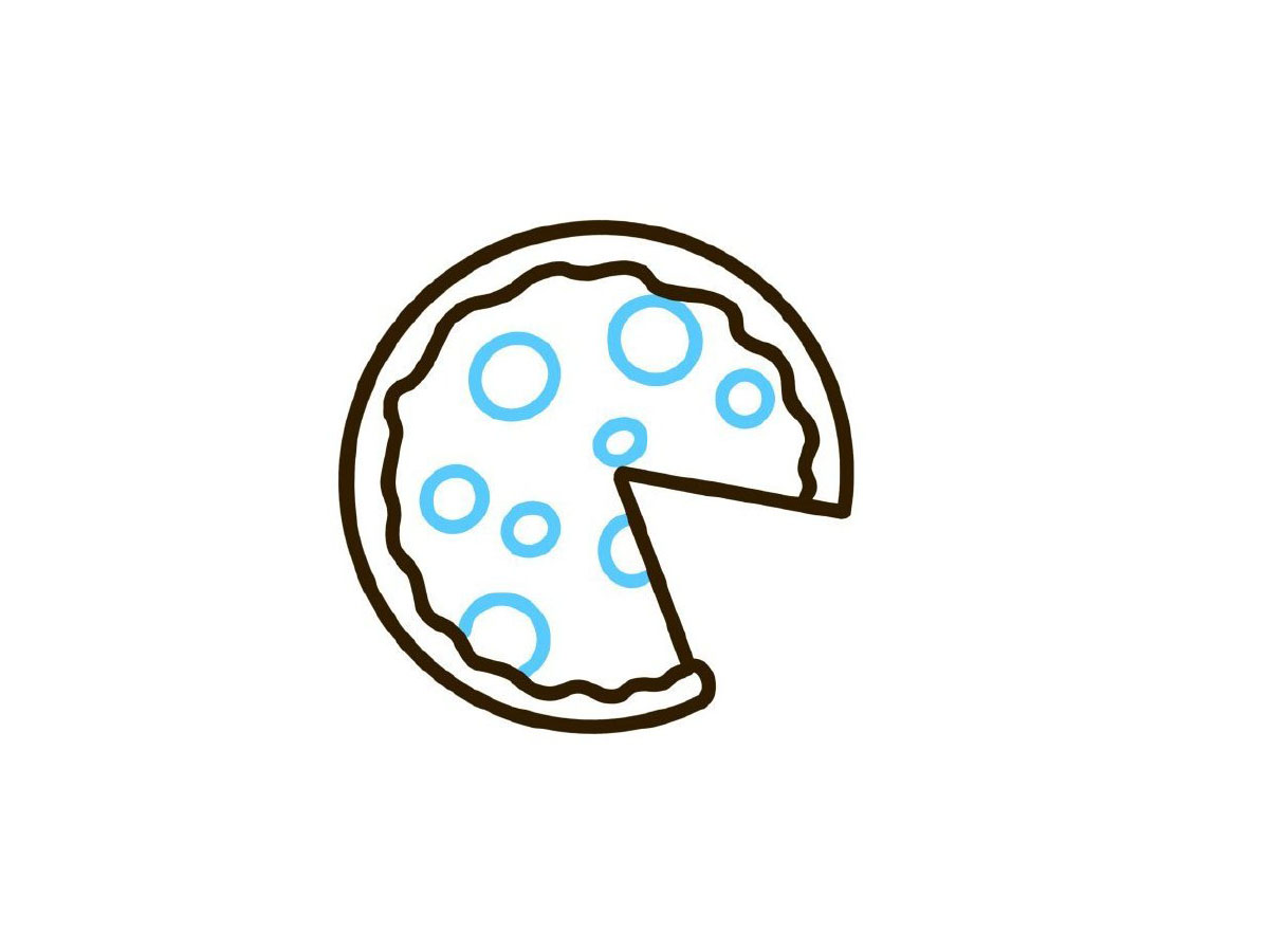 步骤3：画“圆圆”火腿肉。