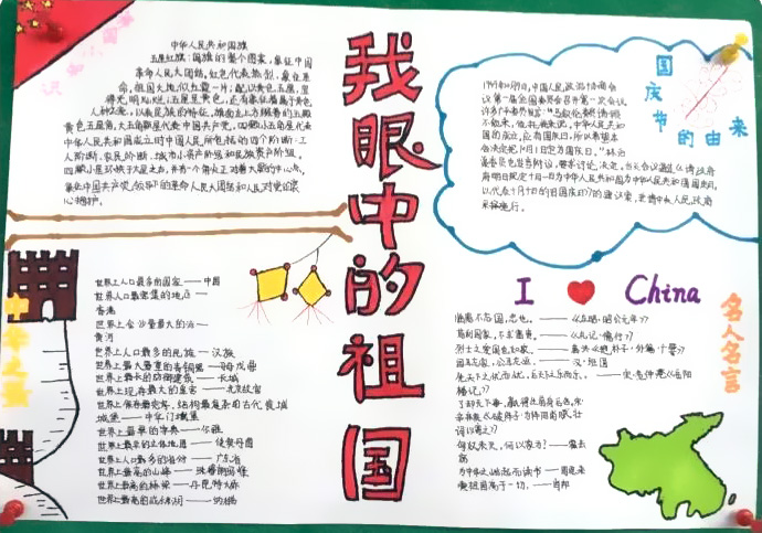 三年级“祖国在我心中”手抄报-图1