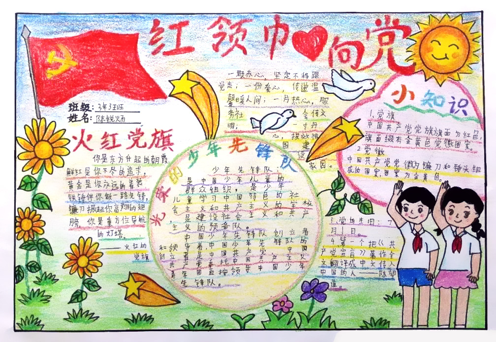 红领巾心向党手抄报绘画一等奖-图1