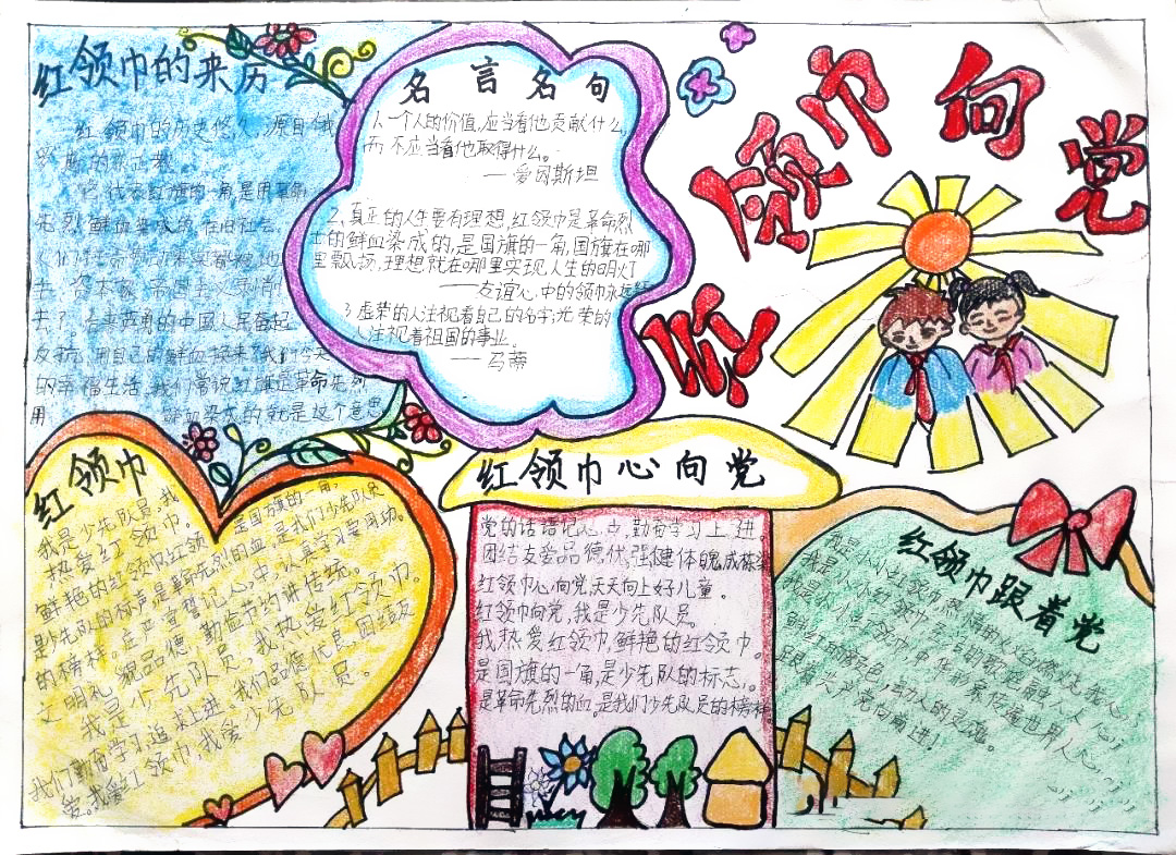 红领巾心向党手抄报绘画一等奖-图5