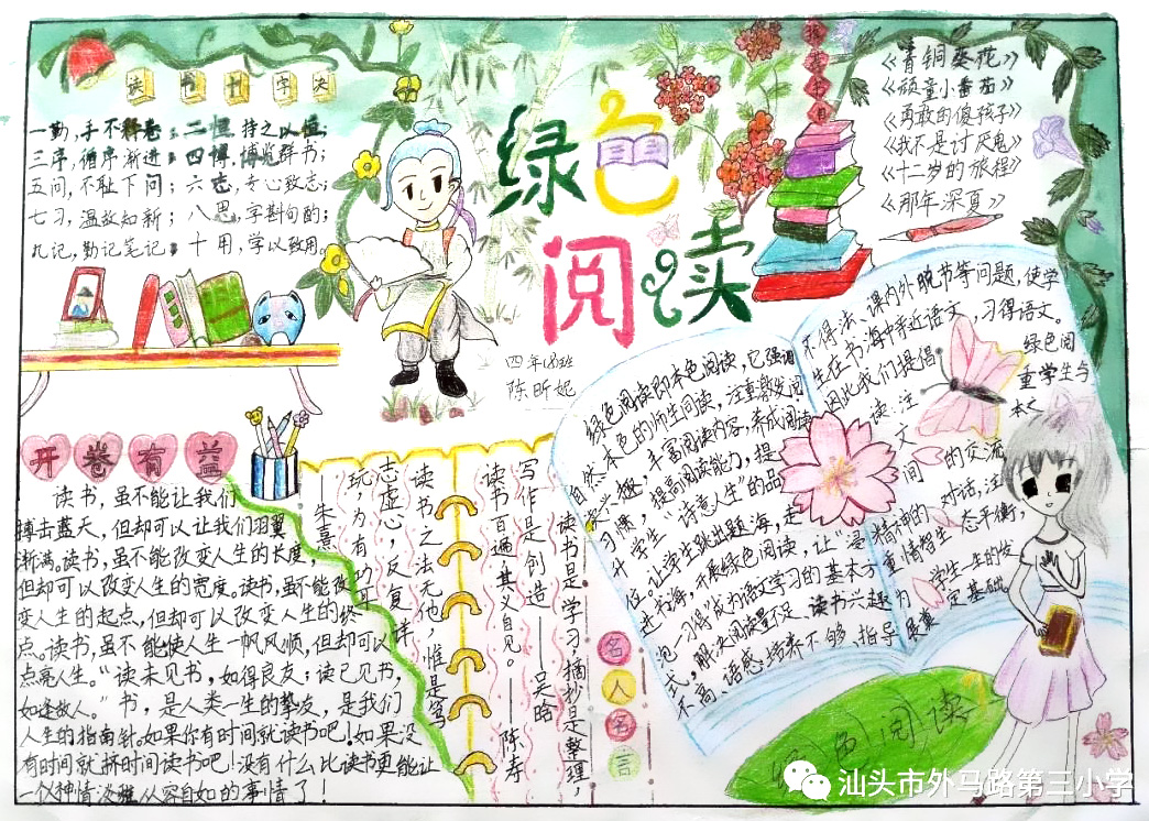 8张关于绿色阅读手抄报的手抄报-图7