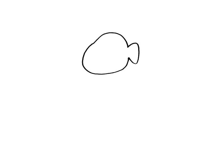 步骤1：首先画出小新胖嘟嘟的脸蛋儿.还有一只大耳朵。