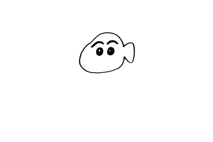 步骤3：在眼睛的上面画上浓浓的眉毛。