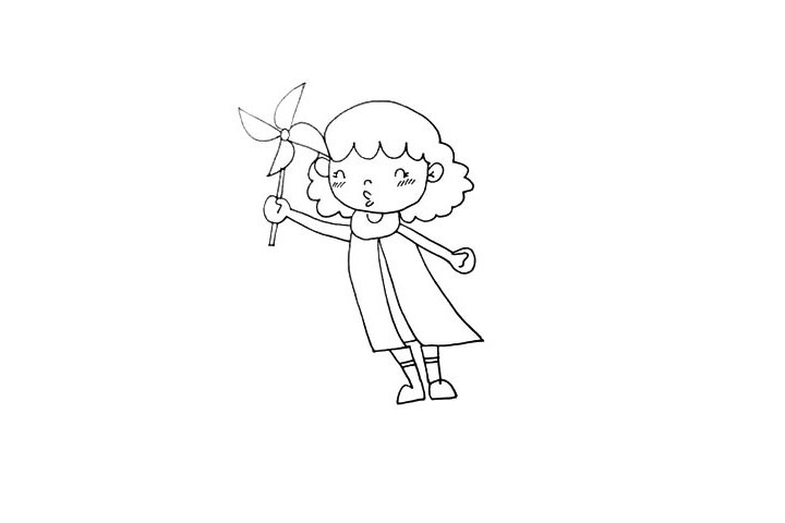 步骤13：然后我们画出另外一边的耳朵和卷卷的头发。